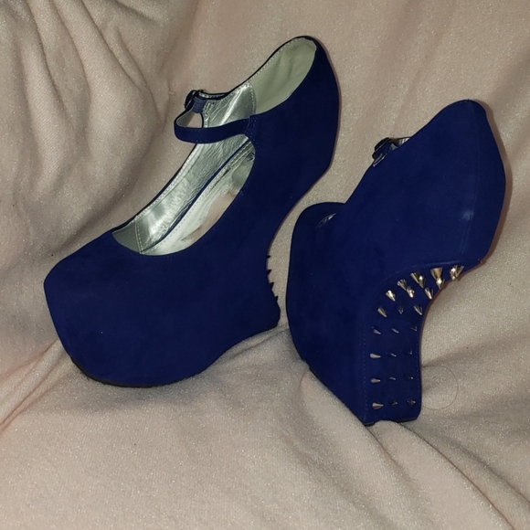 Kayleen by Los Angeles Shoes - Spikey Blue Shadow High Heels